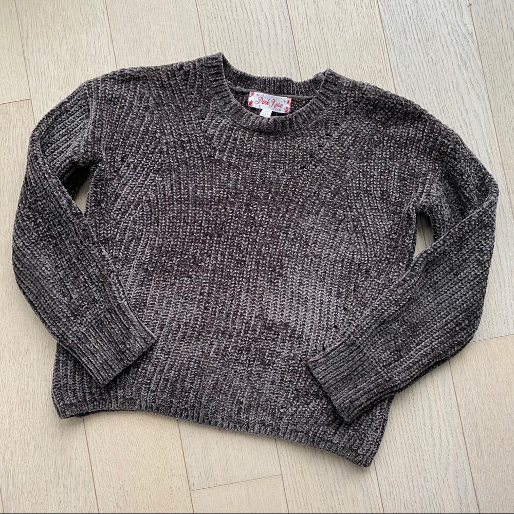 Olive Chenille Crew Neck Sweater